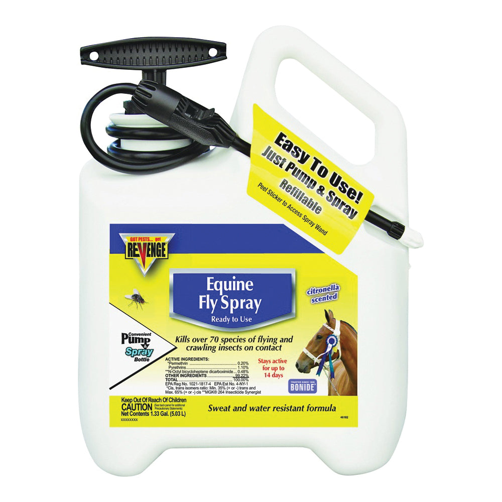 Bonide 46182 Equine Fly Spray, Liquid, Light Yellow, Characteristic, 1.33 gal Can