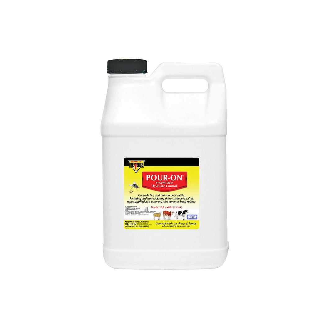 Bonide POUR-ON 46431 Fly and Lice Control, Liquid, Pour-On, Spray Application, 2.5 gal