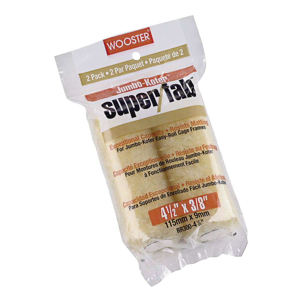 WOOSTER RR300-4.5 Paint Roller Cover, 3/8 in Thick Nap, 4-1/2 in L, Knit Fabric Cover, Golden Yellow