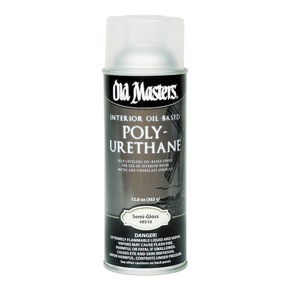 Old Masters 49510 Interior Polyurethane, Semi-Gloss, Liquid, Clear, 13 oz, Aerosol Can