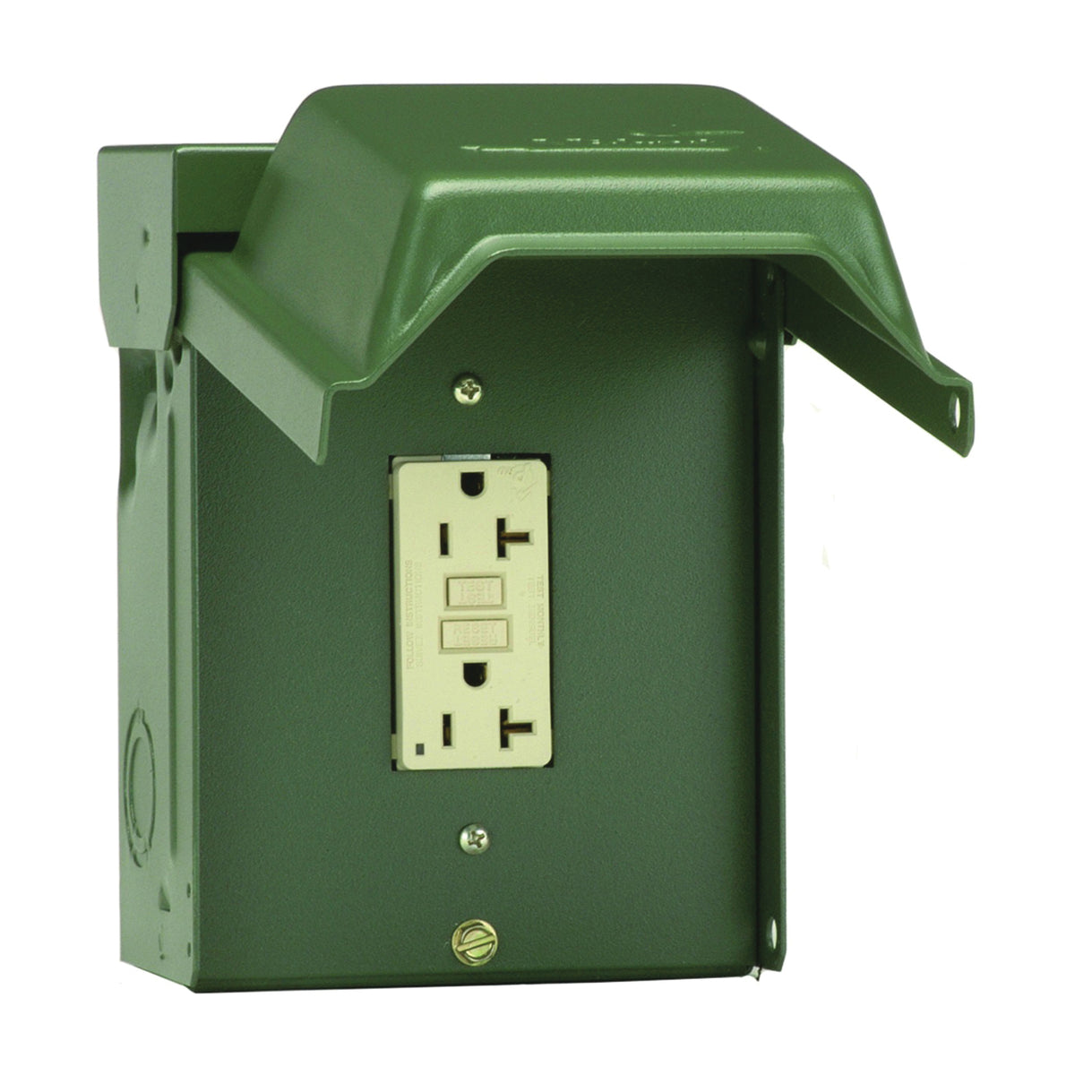 GE Industrial Solutions U010010GRP Outdoor Power Outlet, 120 V, 20 A, NEMA: NEMA 3R, Green