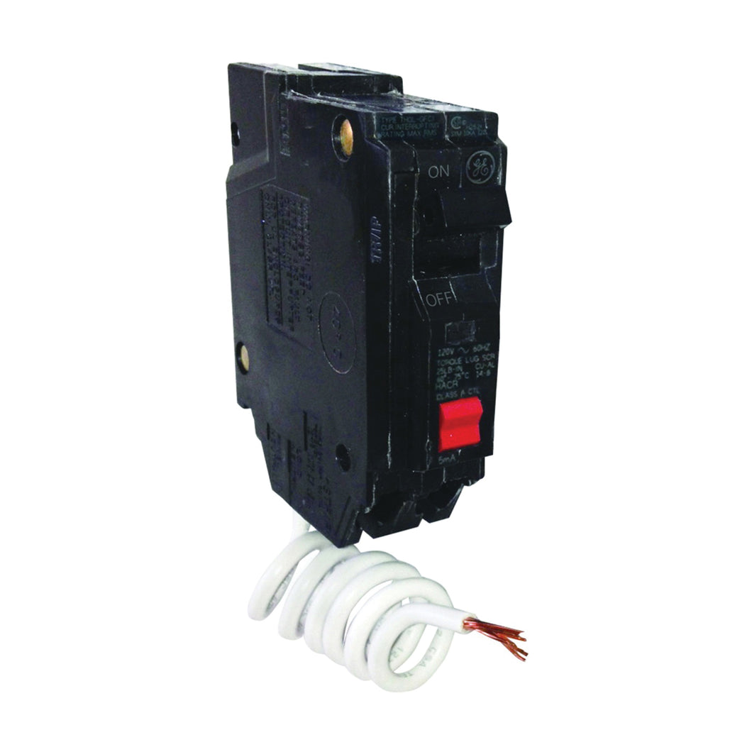 GE Industrial Solutions THQL1115GFTP Feeder Circuit Breaker, Thermal Magnetic, 15 A, 1 -Pole, 120 V, Plug Mounting