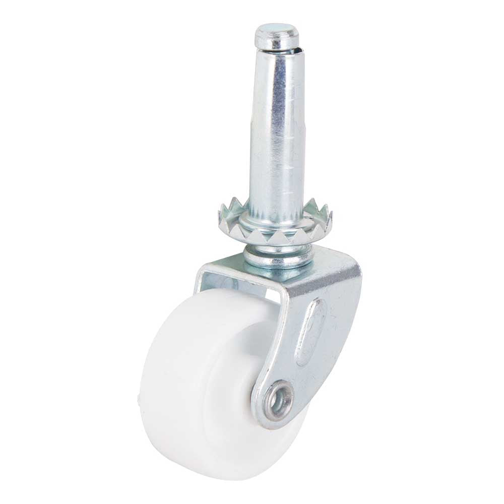 ProSource JC-B07-PS Swivel Caster, 1-1/4 in Dia Wheel, 1-1/4 in W Wheel, White, 40 lb, Steel Housing Material