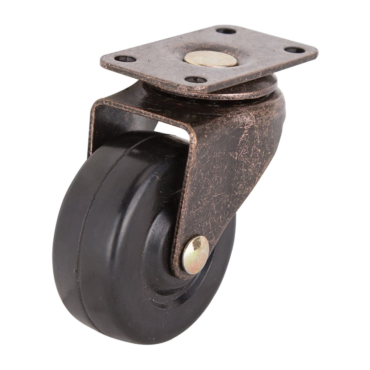 ProSource JC-D06-PS Swivel Caster, 2 in Dia Wheel, 3/4 in W Wheel, Rubber Wheel, Black, 90 lb, Steel Housing Material