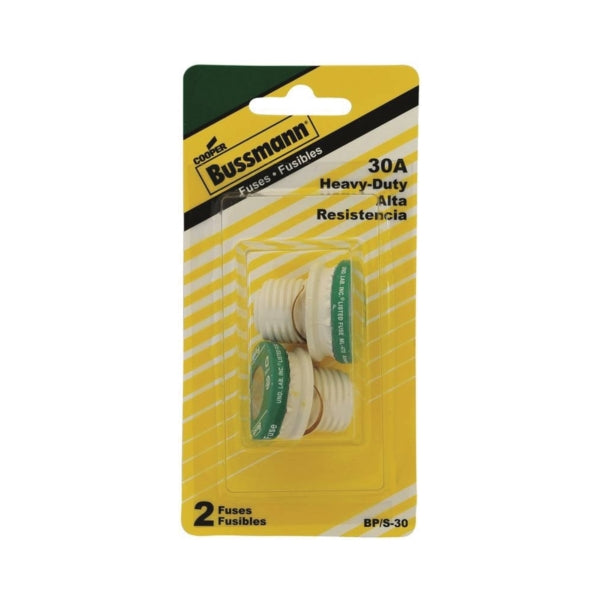 Bussmann BP/S-30 Plug Fuse, 30 A, 125 V, 10 kA Interrupt, Low Voltage, Time Delay Fuse