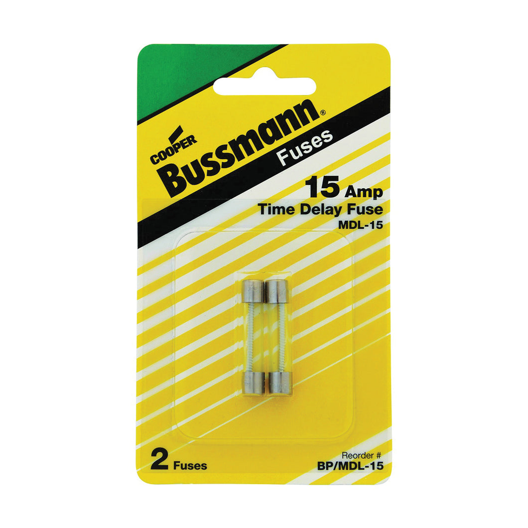 Bussmann BP/MDL-15 Time Delay Fuse, 15 A, 32 V, Glass Body