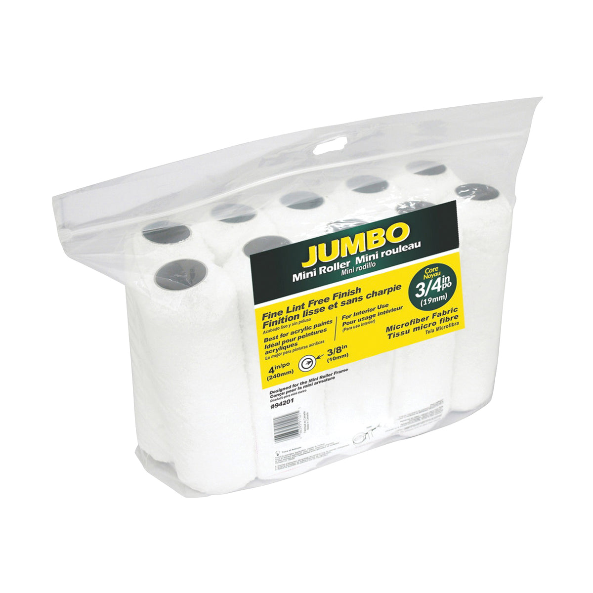 HYDE 94253 Paint Roller Cover, 3/8 in Thick Nap, 4 in L, Microfiber Cloth Cover