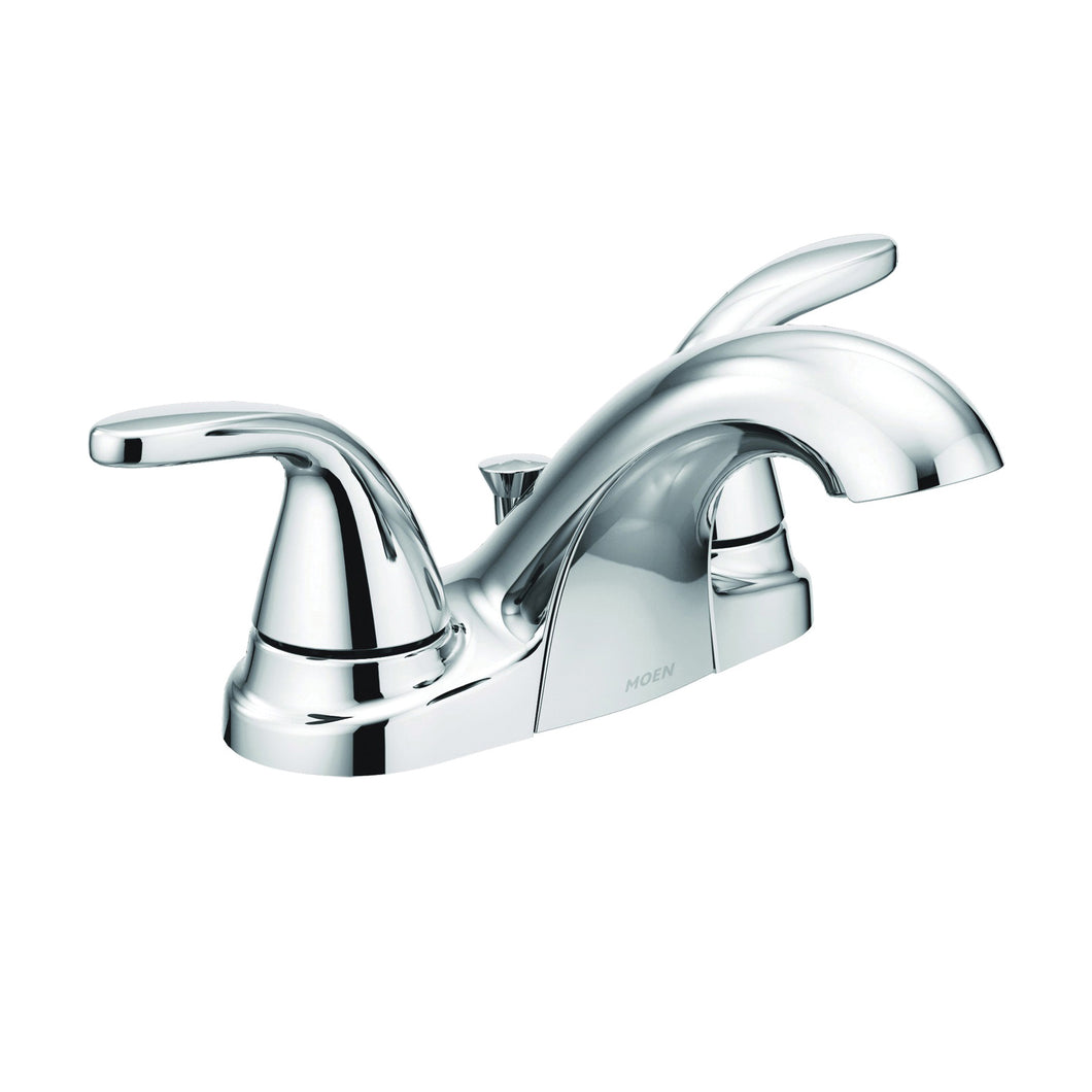 Moen Adler Series 84603 Bathroom Faucet, 1.2 gpm, 2-Faucet Handle, Metal, Chrome Plated, Lever Handle, Low Arc Spout