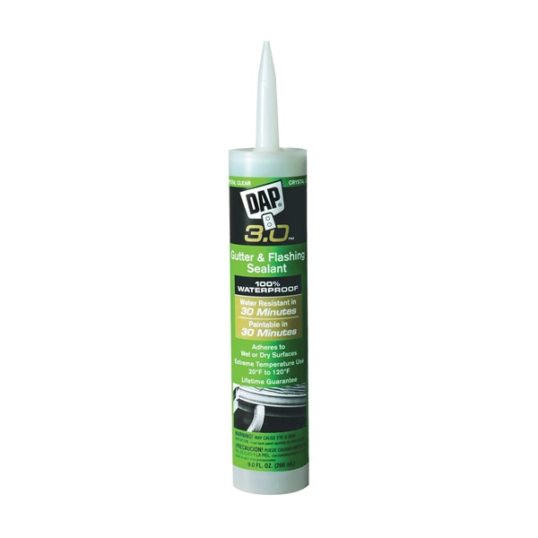 DAP 18377 Gutter and Flashing Sealant, Crystal Clear, Paste, 9 fl-oz Cartridge