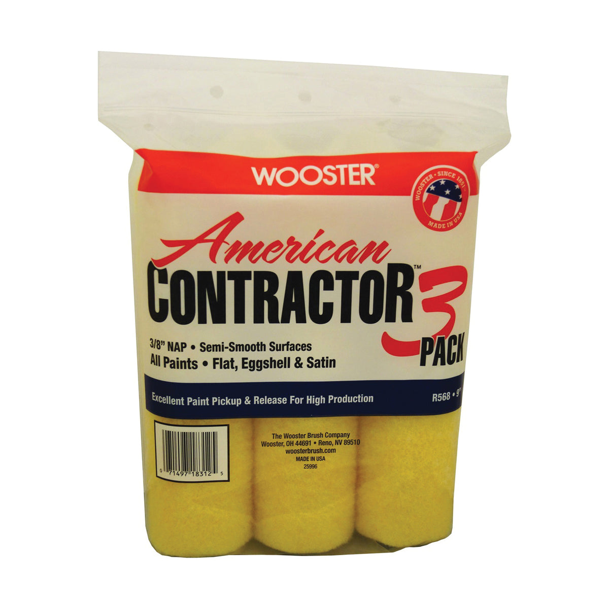 WOOSTER R568-9 Paint Roller Cover, 3/8 in Thick Nap, 9 in L, Fabric Cover