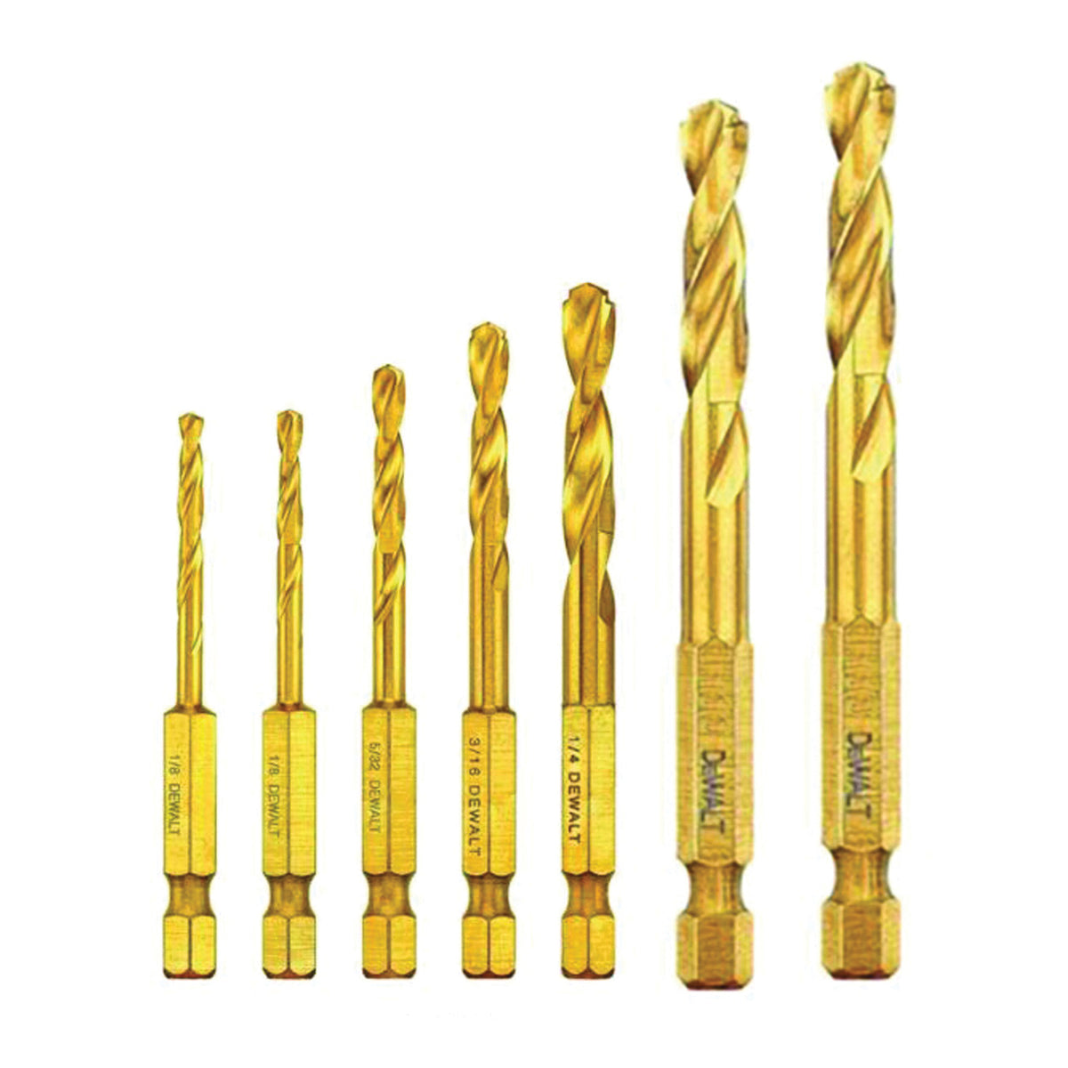 DeWALT IMPACT READY DD5157 Drill Bit Set, 7-Piece, Steel, Titanium-Coated