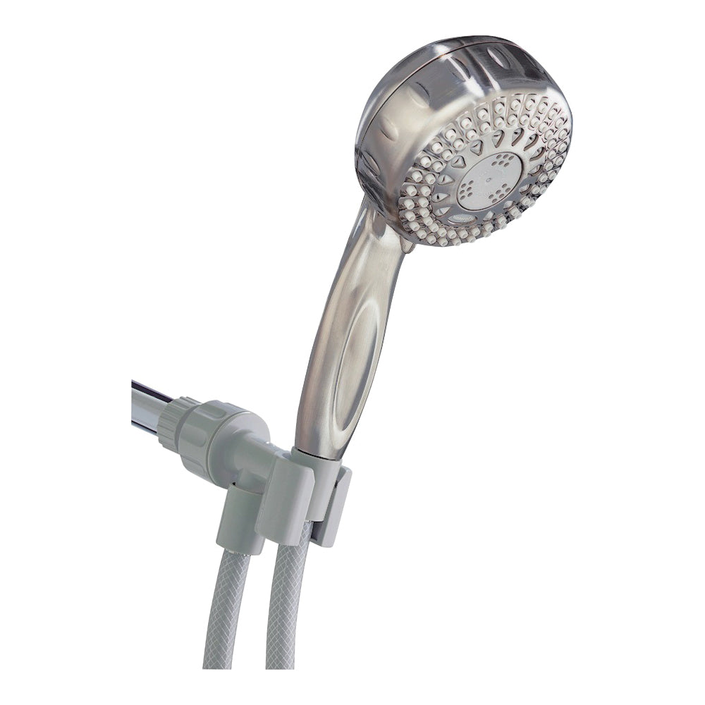 Waterpik TRS-559T Handheld Shower Head, 1/2 in Connection, 2 gpm, 5-Spray Function, Brushed Nickel, 60 in L Hose