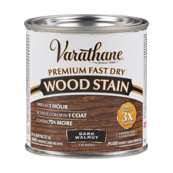VARATHANE 262025 Wood Stain, Dark Walnut, Liquid, 0.5 pt, Can