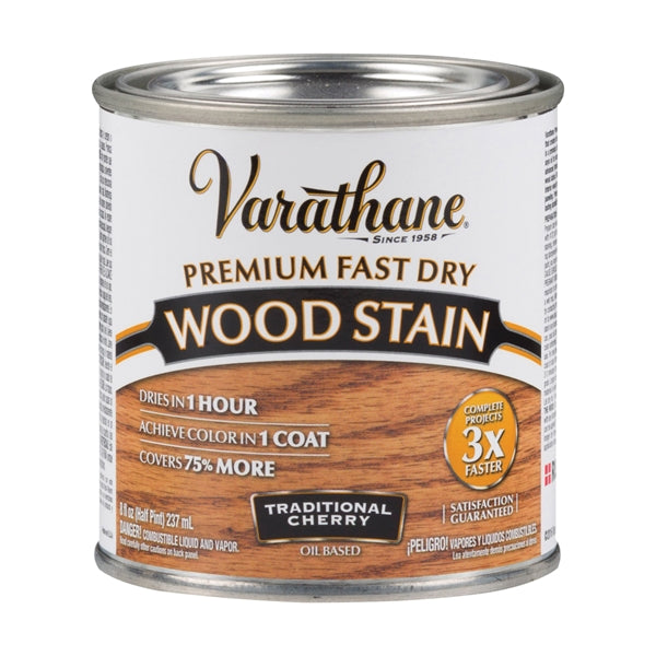 VARATHANE 262027 Wood Stain, Traditional Cherry, Liquid, 0.5 pt, Can