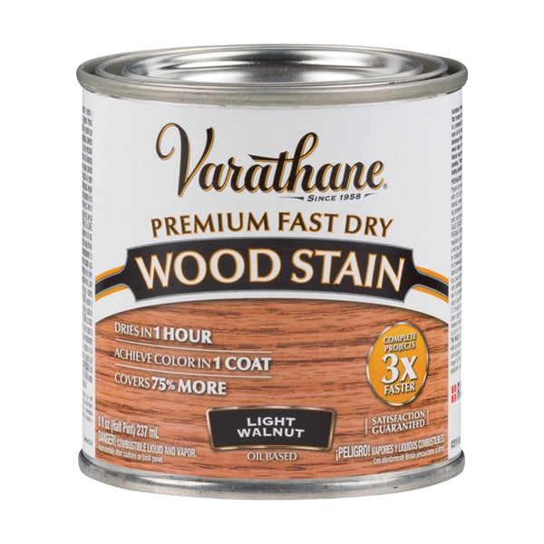 VARATHANE 262034 Wood Stain, Light Walnut, Liquid, 0.5 pt, Can