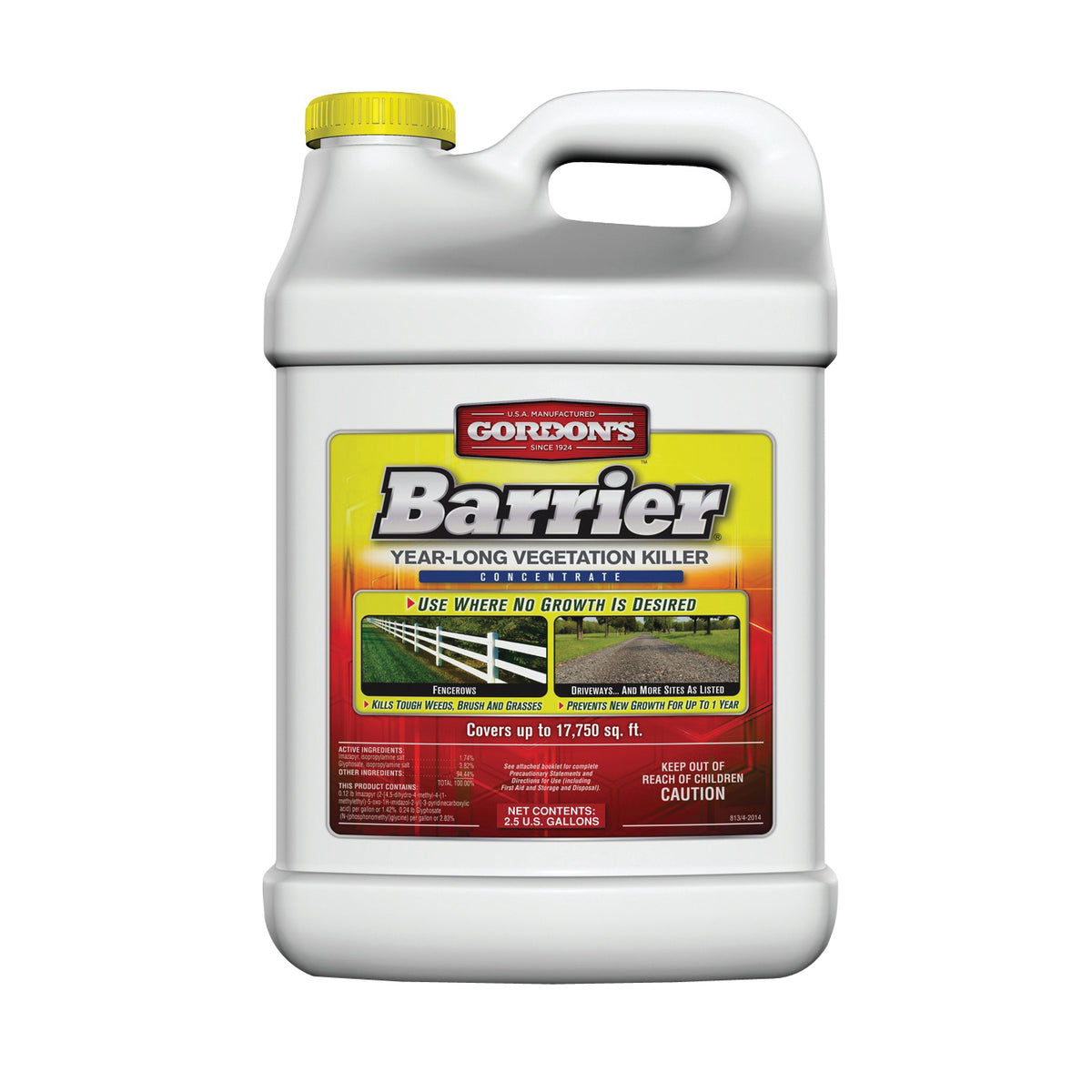 Gordon&#39;s Barrier 8131122 Vegetation Killer, Liquid, Light Yellow, 2.5 gal