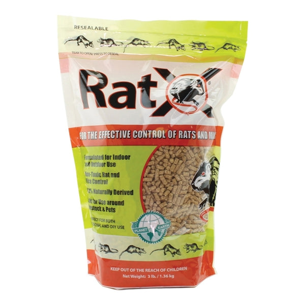 RatX 620102 Rodent Bait, Pellet, 3 lb Bag