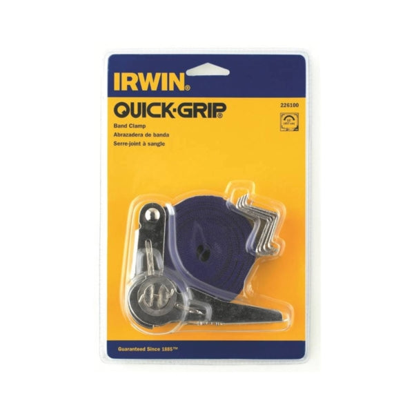 IRWIN 226100 Band Clamp, 350 lb Clamping, 14 in Max Opening Size, 1 in D Throat, Nylon Body, Blue/Silver Body
