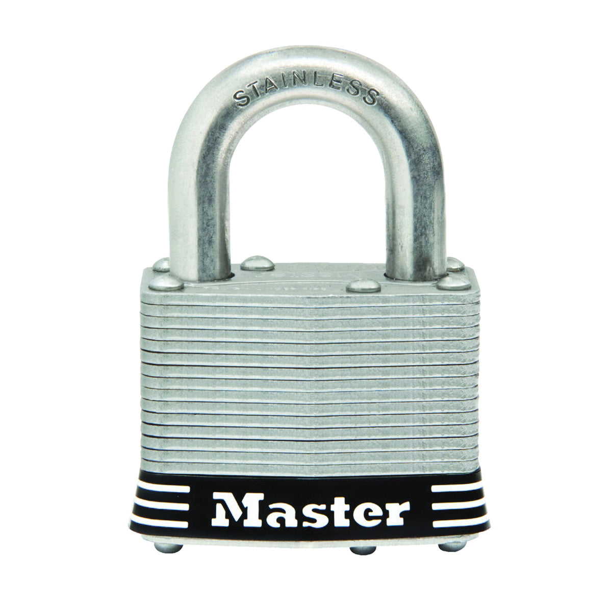 Master Lock 5SSKADHC Padlock, Keyed Alike Key, 3/8 in Dia Shackle, 1 in H Shackle, Stainless Steel Shackle, Laminated