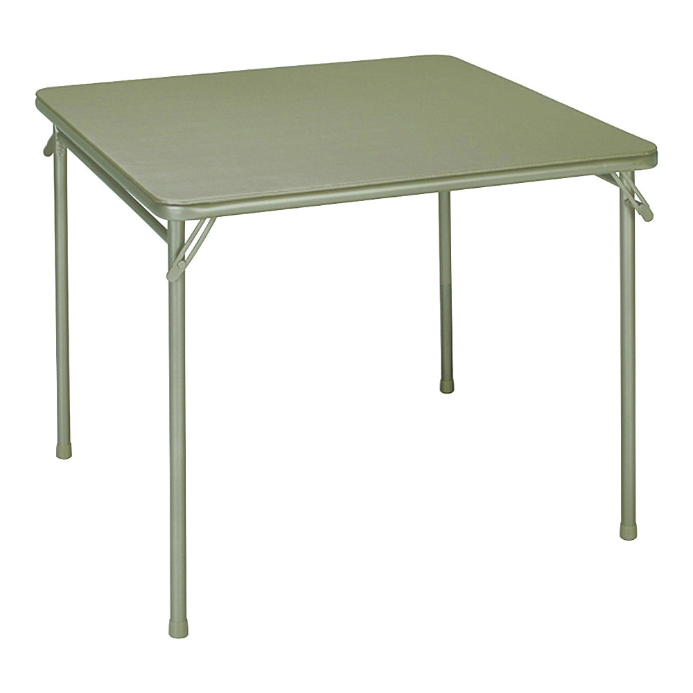 Cosco 14619ANT2 Folding Table, 33-3/4 in OAW, 33-3/4 in OAD, 28 in OAH, Steel Frame, Vinyl Tabletop, Antique Linen