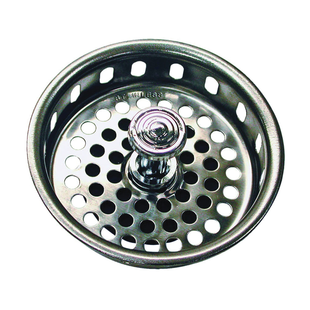 Danco 51275 Basket Strainer, 3-1/4 in Dia, Brass, Chrome, For: 3-1/4 in Drain Opening Sink