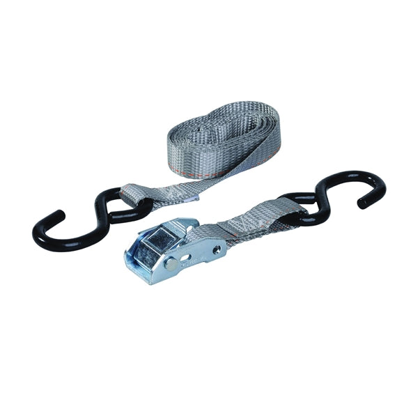 KEEPER 05715 Tie-Down, 1 in W, 6 ft L, Polyester, Gray, 400 lb, S-Hook End Fitting