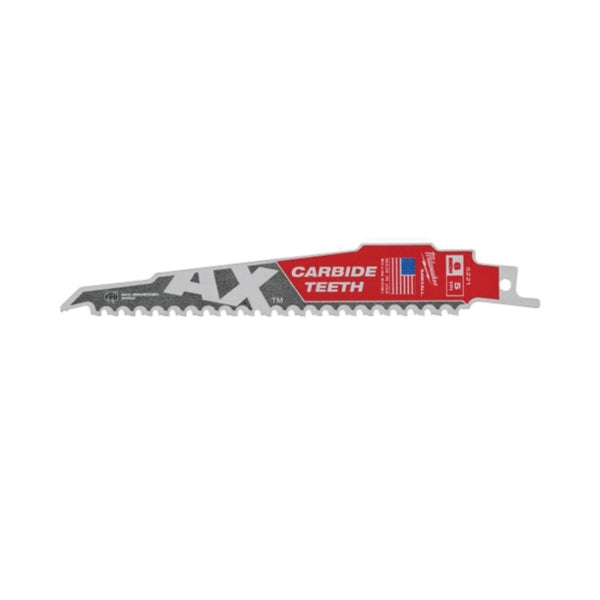 Milwaukee 48-00-5221 Reciprocating Saw Blade, 6 in L, 5 TPI, Carbide Cutting Edge