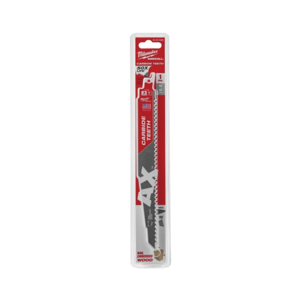 Milwaukee 48-00-5226 Reciprocating Saw Blade, 9 in L, 5 TPI, Carbide Cutting Edge
