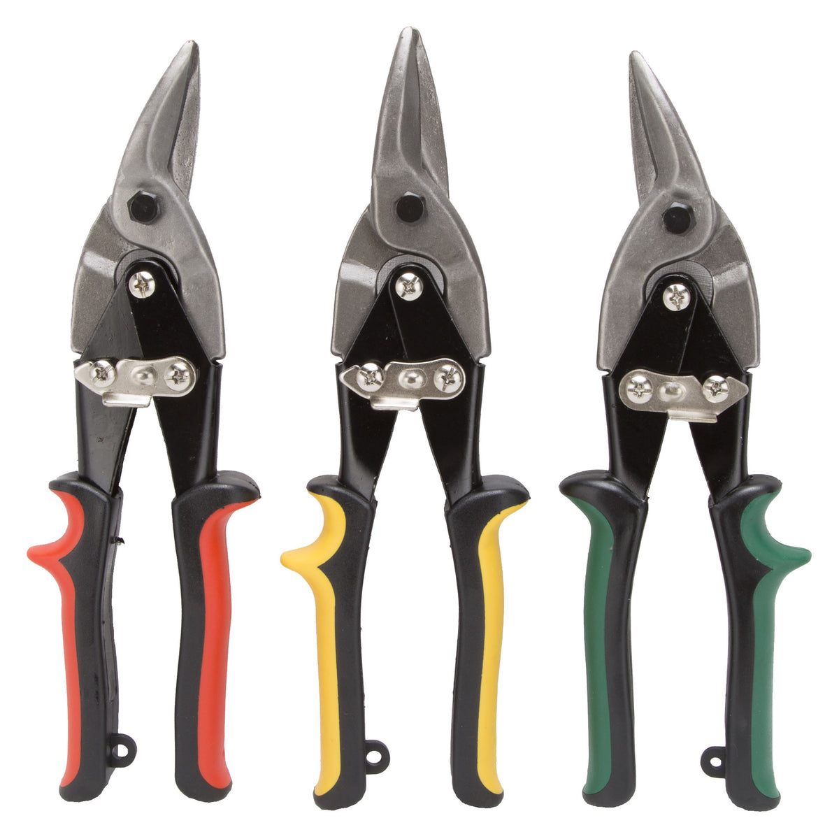 Vulcan NTS03 Aviation Snips Set, 10-1/8 in OAL, Left/Right/Straight Cut, Carbon Steel Blade, Cushion Grip Handle