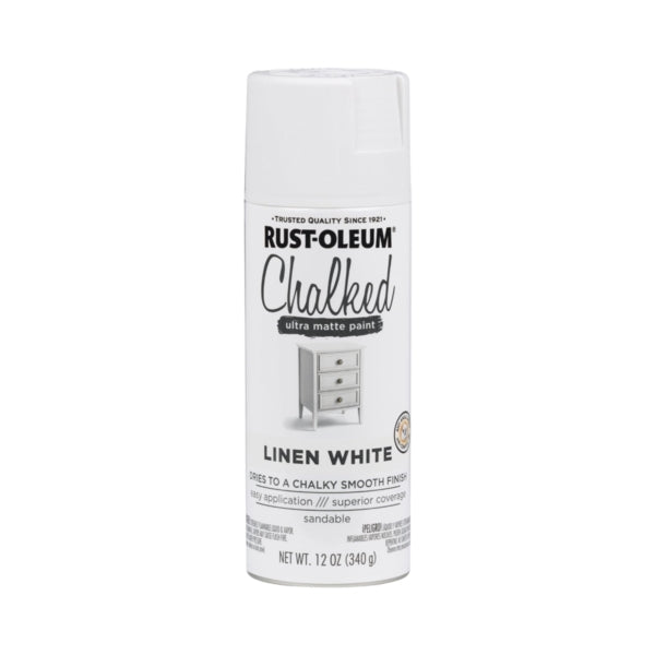 RUST-OLEUM 302591 Ultra Matte Spray Paint, Ultra Matte, Linen White, 12 oz, Aerosol Can