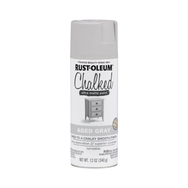 RUST-OLEUM 302592 Ultra Matte Spray Paint, Ultra Matte, Aged Gray, 12 oz, Aerosol Can