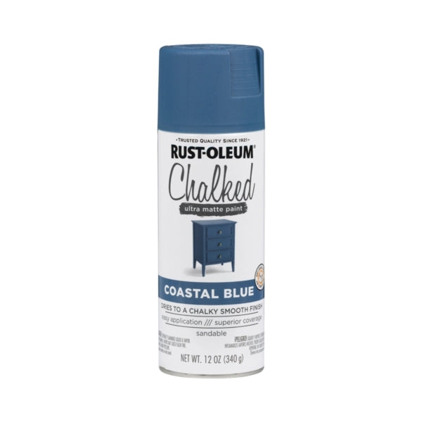 RUST-OLEUM 302598 Ultra Matte Spray Paint, Ultra Matte, Coastal Blue, 12 oz, Aerosol Can