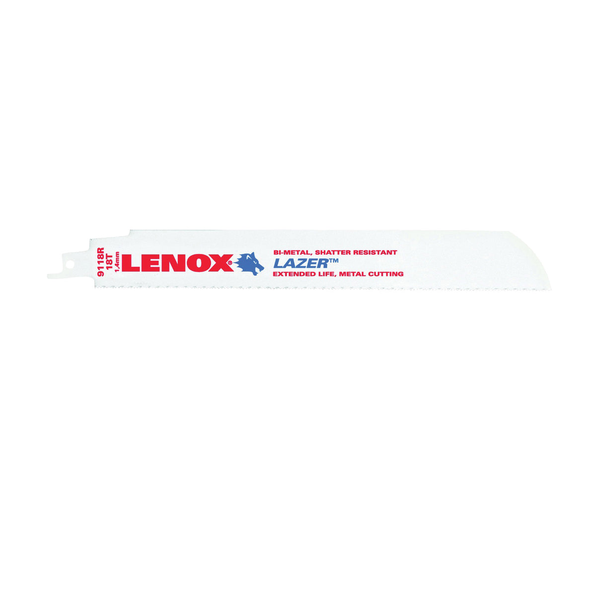 Lenox LAZER 201809118R Reciprocating Saw Blade, 1 in W, 9 in L, 18 TPI, Cobalt Cutting Edge
