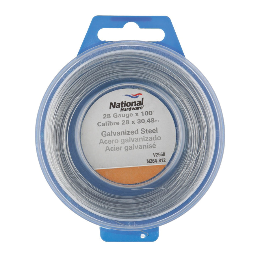 National Hardware V2568 Series N264-812 Wire, 0.0162 in Dia, 100 ft L, 28 Gauge, 4 lb Working Load, Galvanized Steel