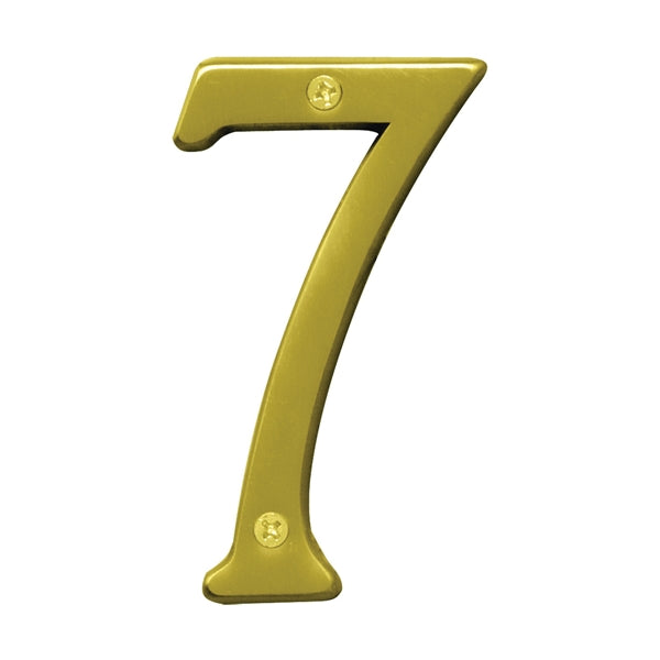 HY-KO Prestige Series BR-43BB/7 House Number, Character: 7, 4 in H Character, Brass Character, Solid Brass