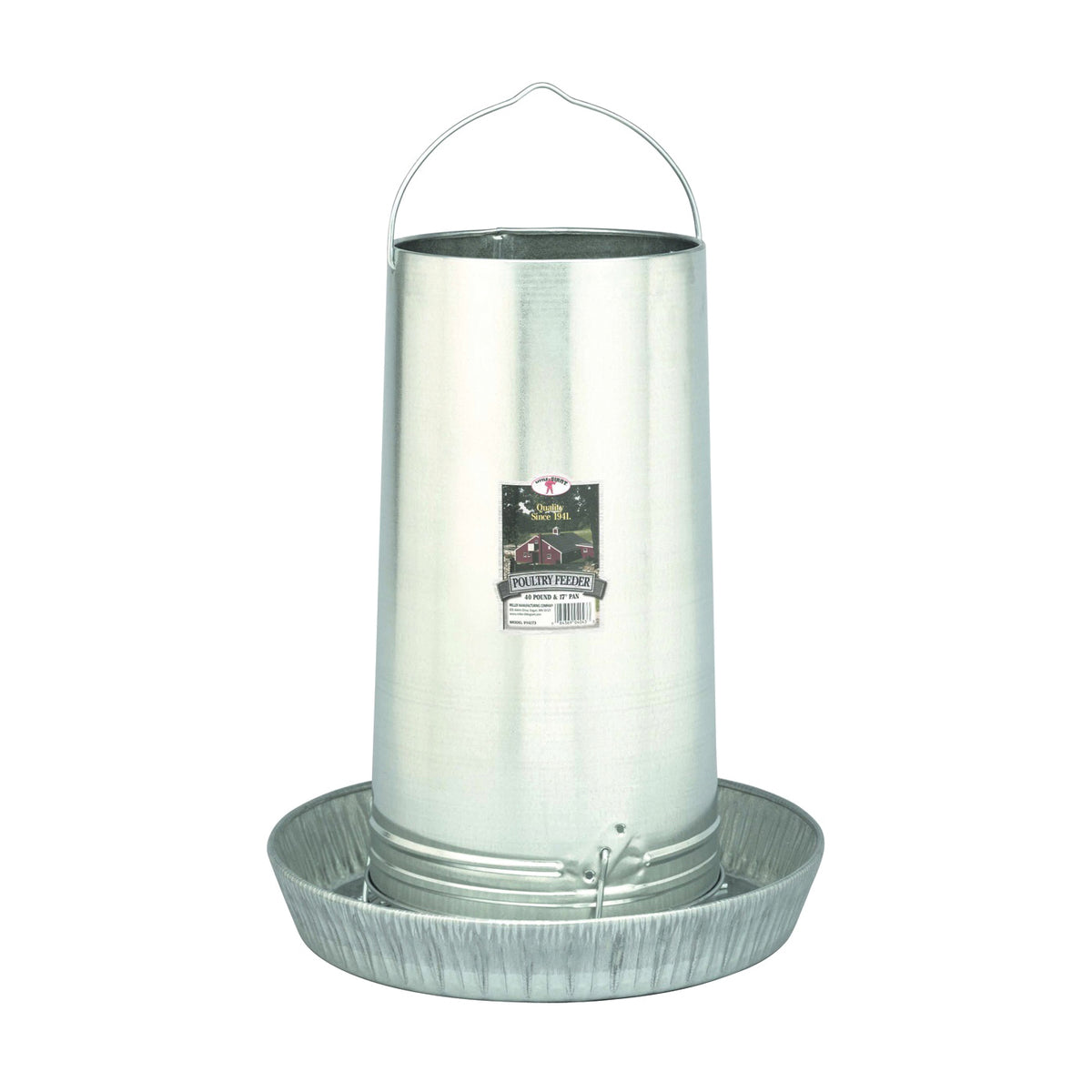 Little Giant 914273 Poultry Feeder, 40 lb Capacity, Rolled Edge, Galvanized Steel