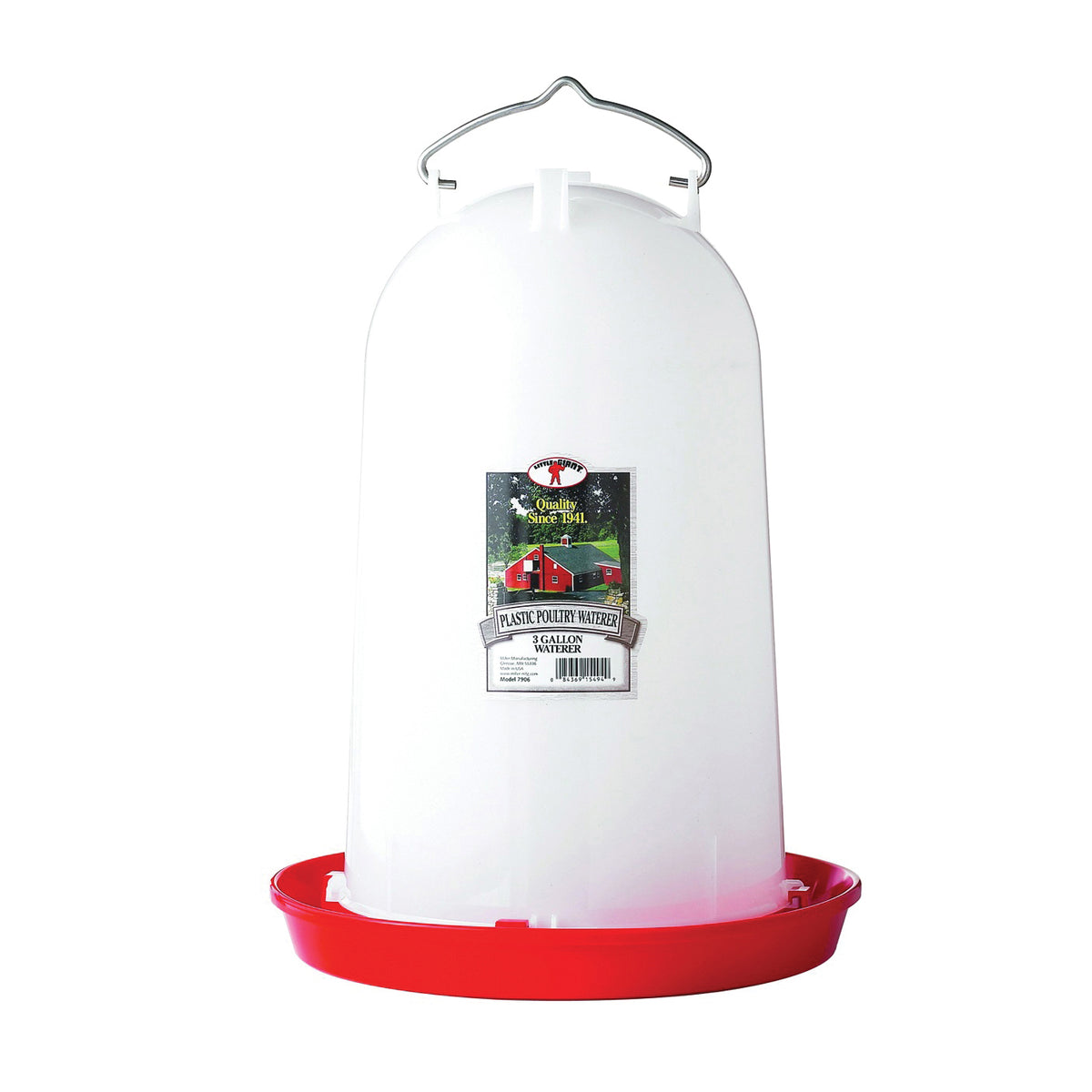 Little Giant 7906 Poultry Waterer, 3 gal Capacity, Polyethylene, Red