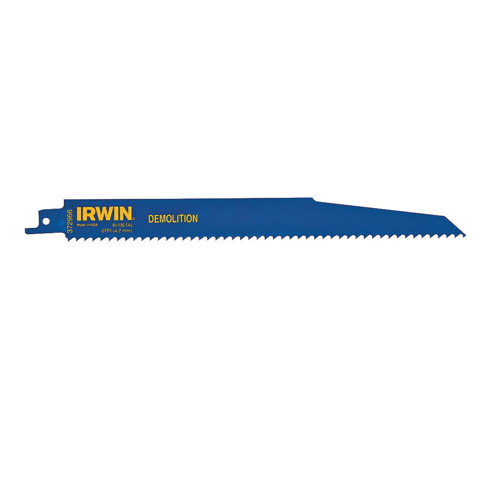 IRWIN 372966P5 Reciprocating Saw Blade, 1.88 in W, 9 in L, 6 TPI, Cobalt/Steel Cutting Edge