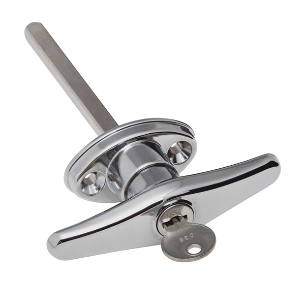 National Hardware V7640 Series N280-610 T-Handle Lock, 4 in L Shaft, Steel, Chrome