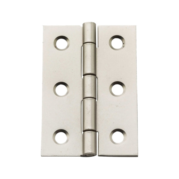 National Hardware N211-015 Decorative Broad Hinge, 2 in H Door Leaf, 3/64 in Thick Door Leaf, Steel, Satin Nickel