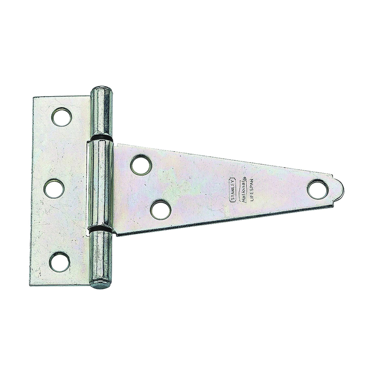 National Hardware N129-031 T-Hinge, 3.3 in W Frame Leaf, 1.127 in H Frame Leaf, Steel, Zinc, Tight Pin, 23 lb