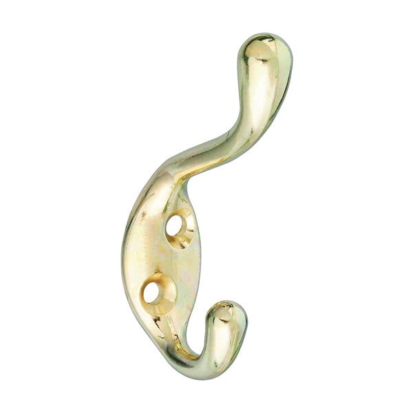 National Hardware MPB166 N327-213 Coat and Hat Hook, 75 lb, Zinc, Brass