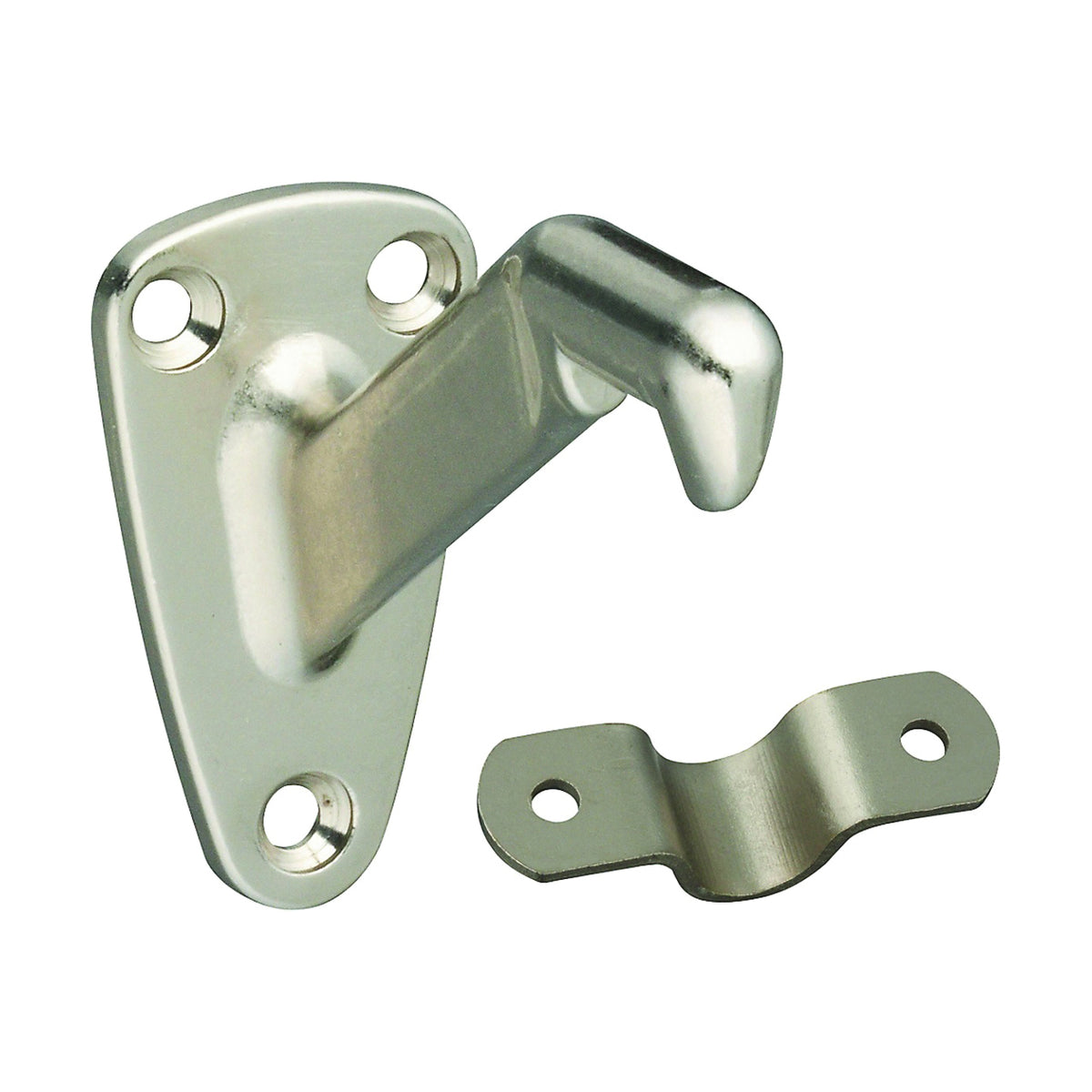 National Hardware N325-548 Handrail Bracket with Strap, 250 lb, Zinc, Satin Nickel