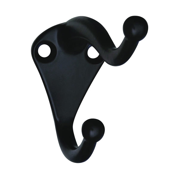 National Hardware V160 N330-761 Coat and Hat Hook, 35 lb, 2-Hook, Zinc, Oil-Rubbed Bronze