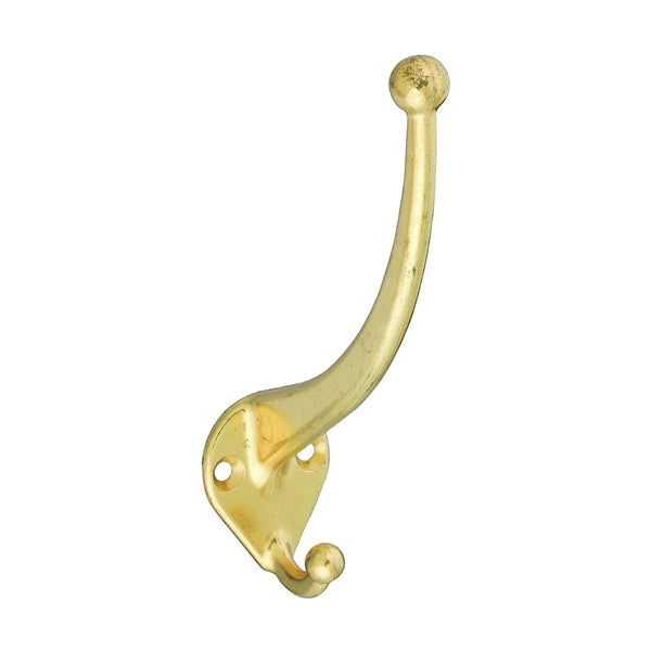 National Hardware V164 N199-265 Garment Hook, 75 lb, 2-Hook, Zinc, Brass