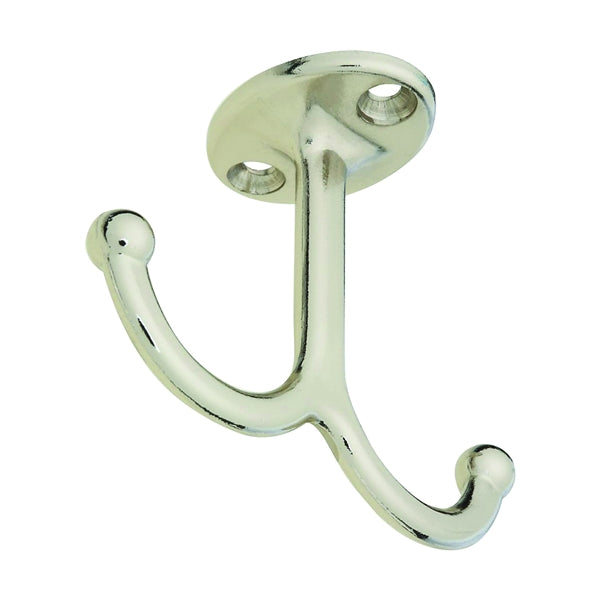 National Hardware V165 N245-837 Coat Hook, 35 lb, Zinc, Nickel