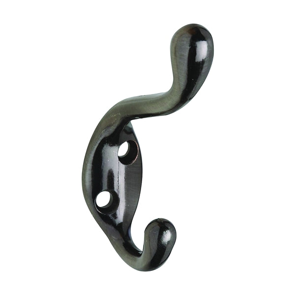 National Hardware V166 N330-894 Coat and Hat Hook, 75 lb, Zinc, Pewter