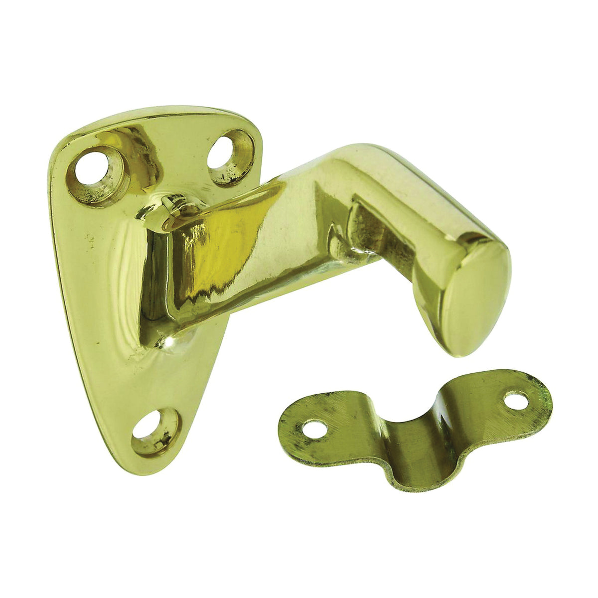 National Hardware N216-168 Handrail Bracket with Strap, 250 lb, Brass, Solid Brass