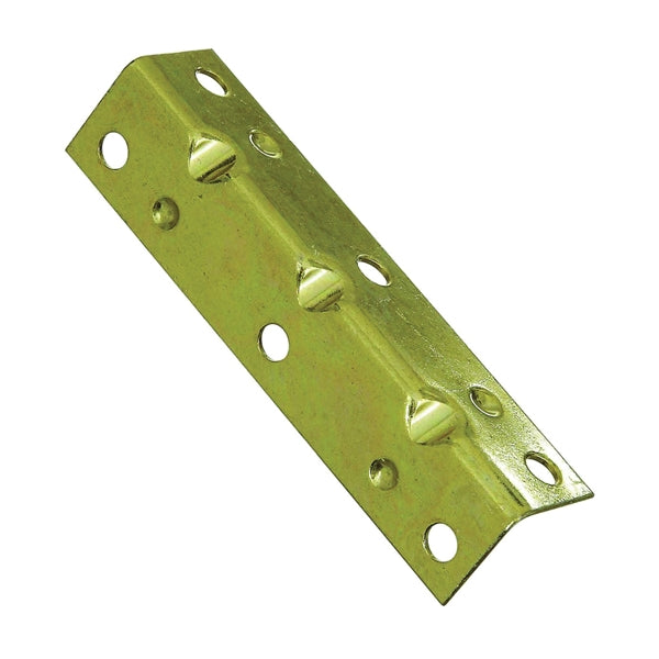 National Hardware V113 Series N226-274 Corner Brace, 3-1/2 in L, 3/4 in W, 3/4 in H, Steel, Brass, 0.04 Thick Material