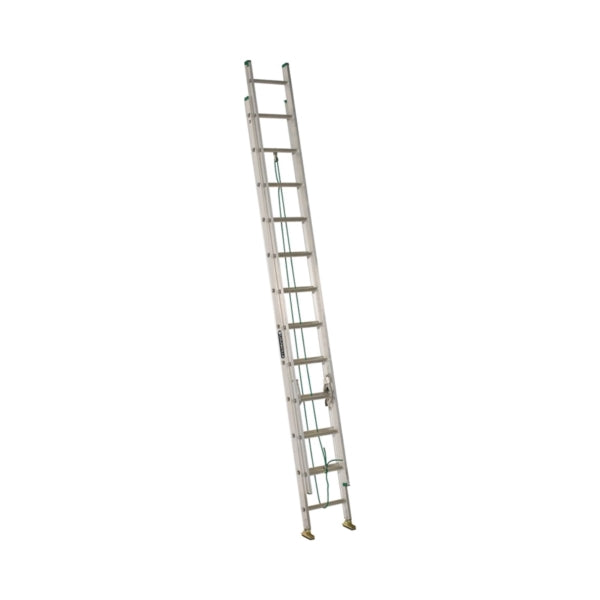 Louisville AE4224PG Extension Ladder, 286 in H Reach, 225 lb, 24-Step, 1-1/2 in D Step, Aluminum